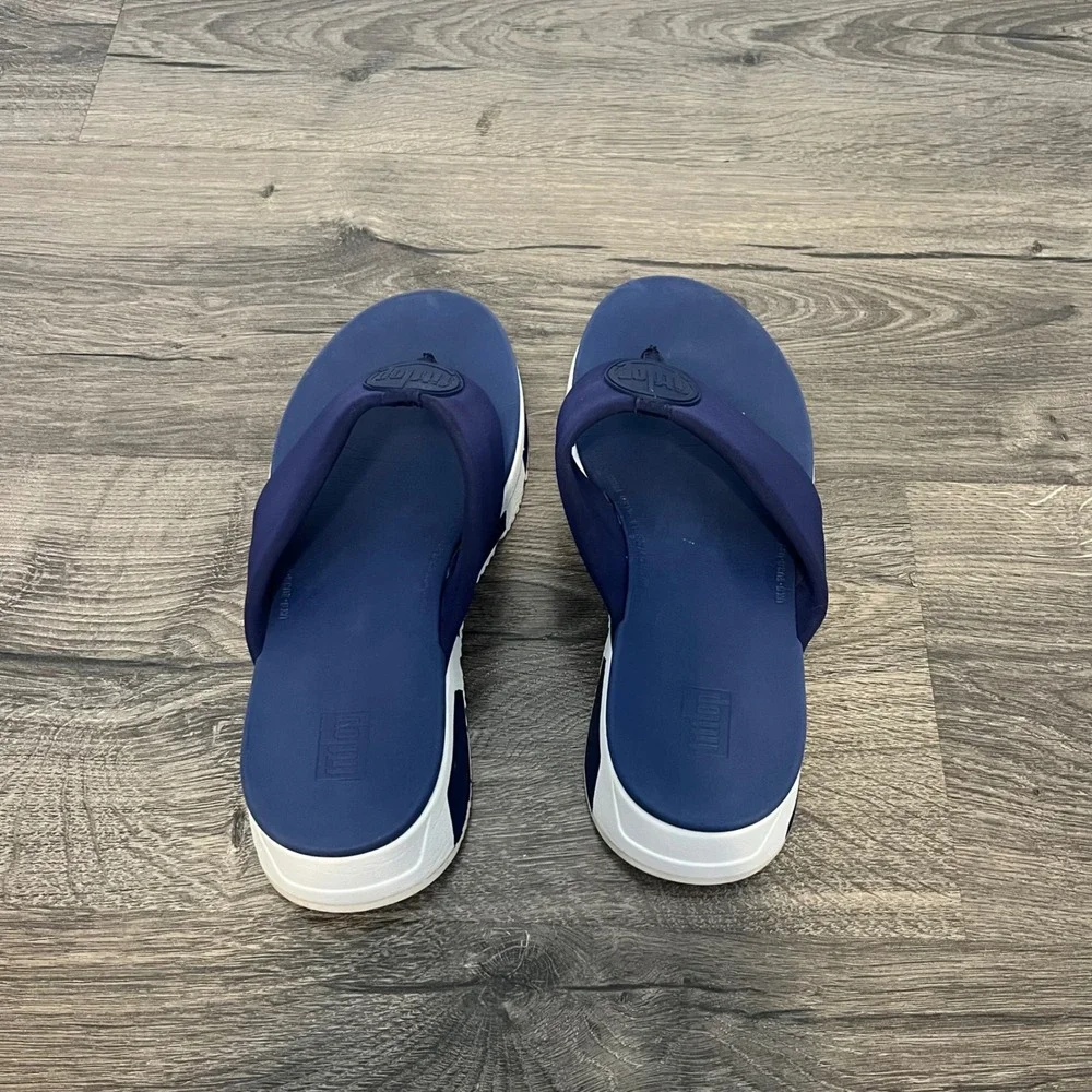 FitFlop Neoflex Navy Blue Thong Sandals Platform Flip Flops W49-399 Womens 7